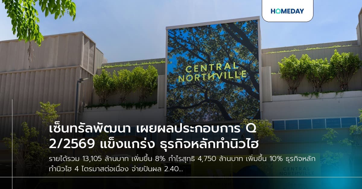 เซ็นทรัลพัฒนา เผยผลประกอบการ Q2/2569 แข็งแกร่ง ธุรกิจหลักทำนิวไฮ