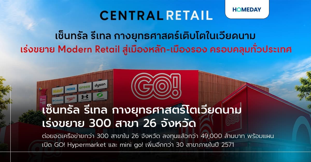 เซ็นทรัล รีเทล กางยุทธศาสตร์โตเวียดนาม เร่งขยาย 300 สาขา 26 จังหวัด