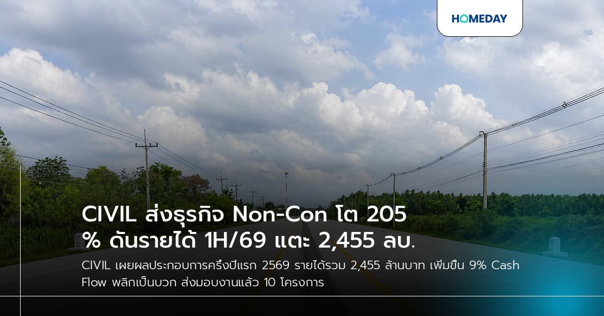 CIVIL ส่งธุรกิจ Non-Con โต 205% ดันรายได้ 1H/69 แตะ 2,455 ลบ.