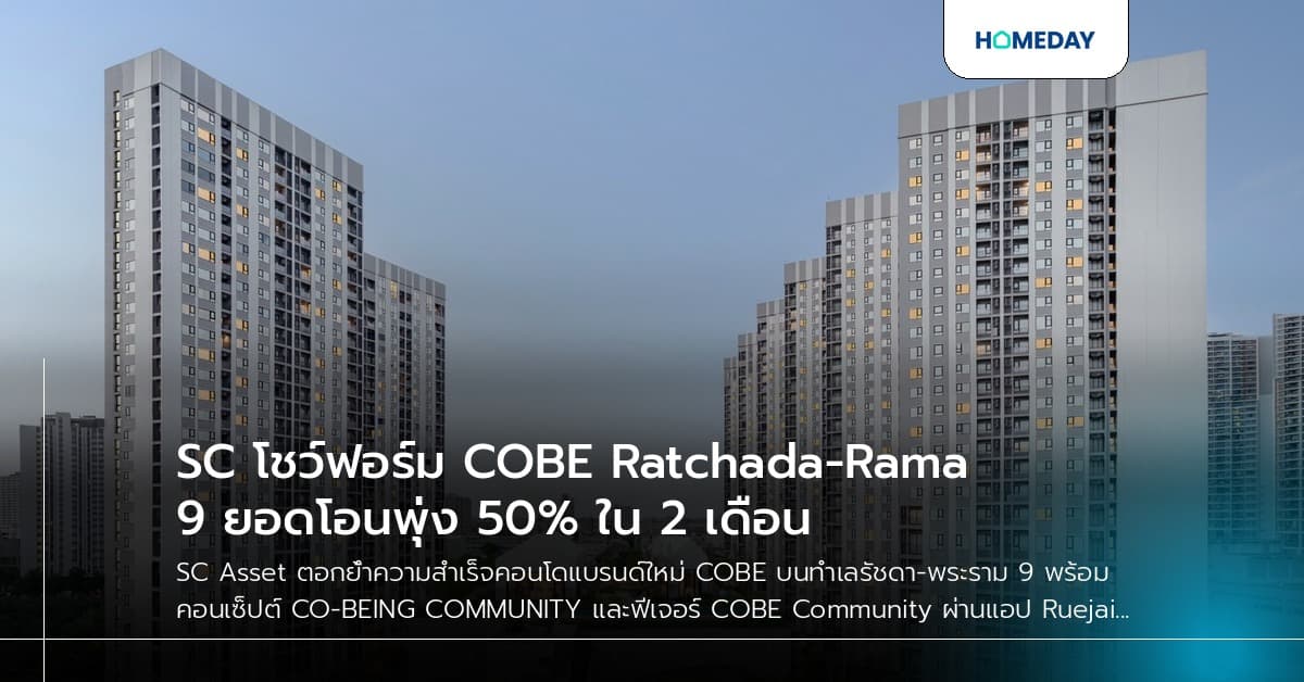 SC โชว์ฟอร์ม COBE Ratchada-Rama 9 ยอดโอนพุ่ง 50% ใน 2 เดือน