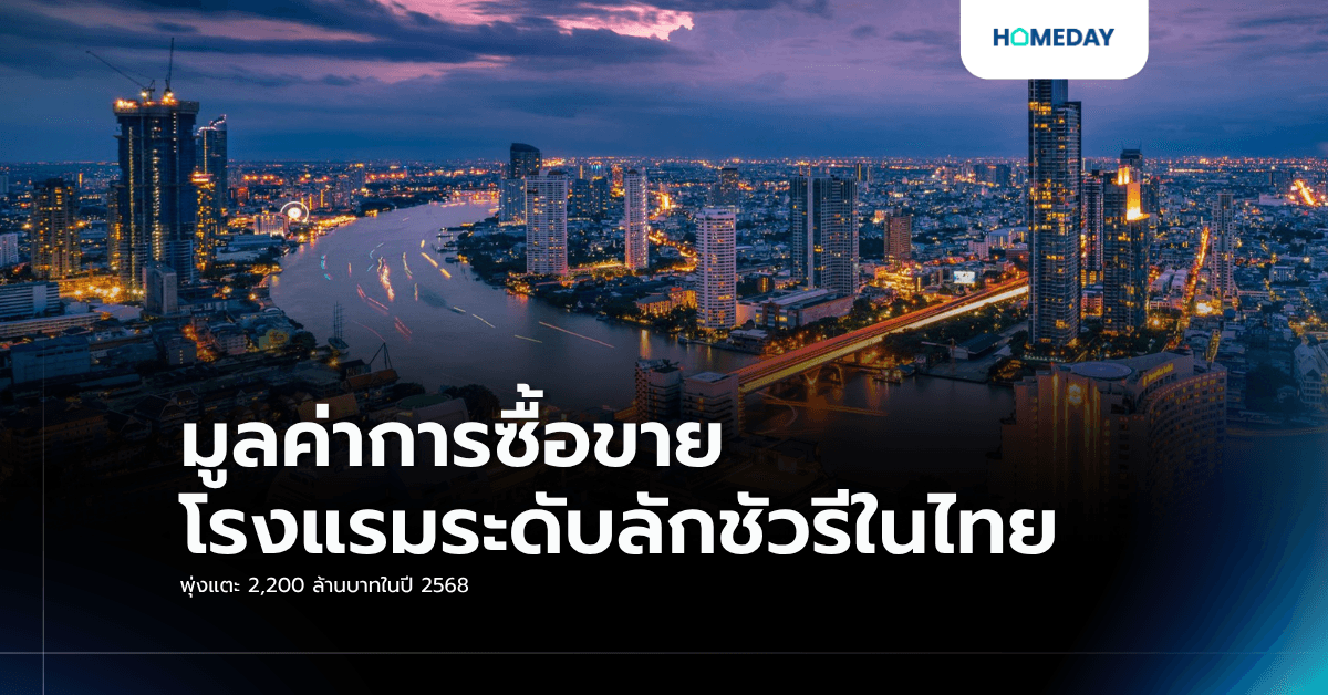 มูลค่าการซื้อขายโรงแรมระดับลักชัวรีในไทยพุ่งแตะ 2,200 ล้านบาทในปี 2568