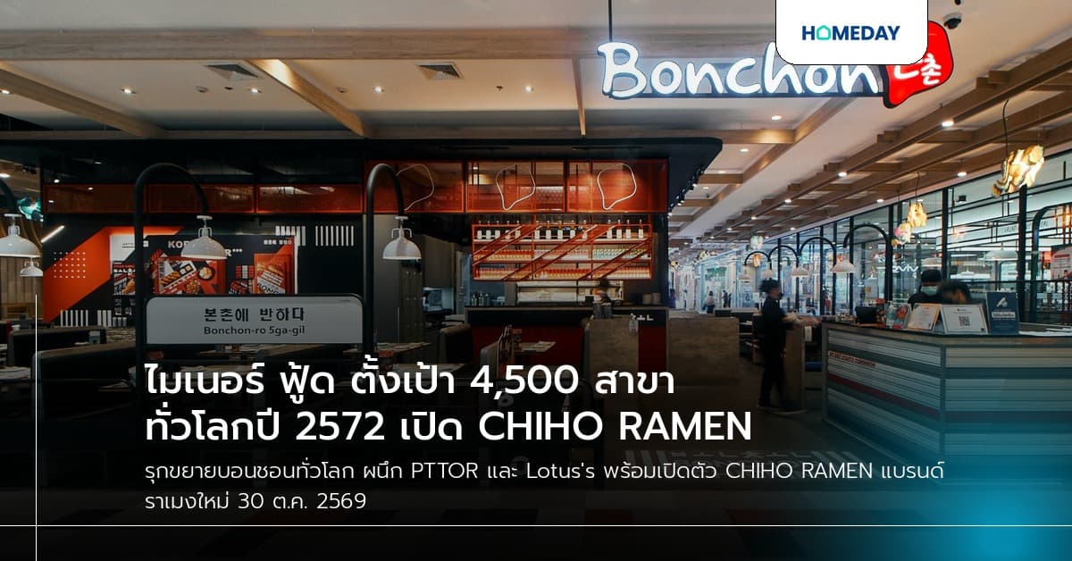 ไมเนอร์ ฟู้ด ตั้งเป้า 4,500 สาขาทั่วโลกปี 2572 เปิด CHIHO RAMEN