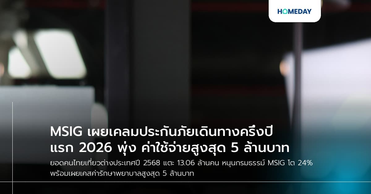 MSIG เผยเคลมประกันภัยเดินทางครึ่งปีแรก 2026 พุ่ง ค่าใช้จ่ายสูงสุด 5 ล้านบาท