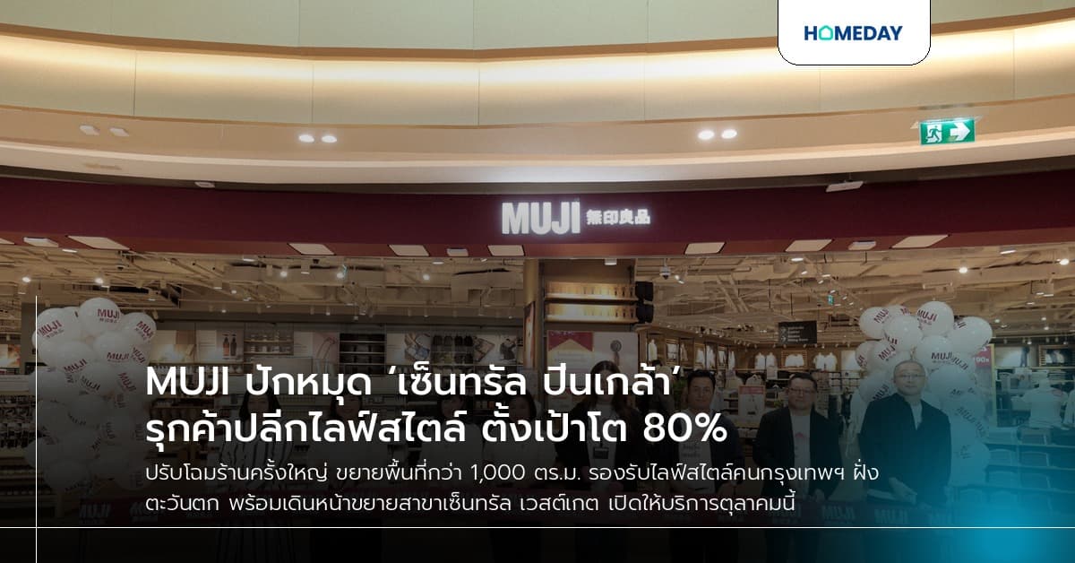 MUJI ปักหมุด ‘เซ็นทรัล ปิ่นเกล้า’ รุกค้าปลีกไลฟ์สไตล์ ตั้งเป้าโต 80%