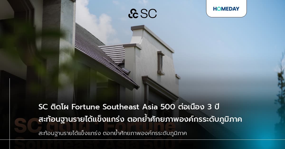 SC ติดโผ Fortune Southeast Asia 500 ต่อเนื่อง 3 ปี สะท้อนฐานรายได้แข็งแกร่ง ตอกย้ำศักยภาพองค์กรระดับภูมิภาค