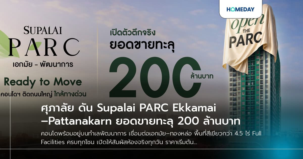 ศุภาลัย ดัน Supalai PARC Ekkamai–Pattanakarn ยอดขายทะลุ 200 ล้านบาท