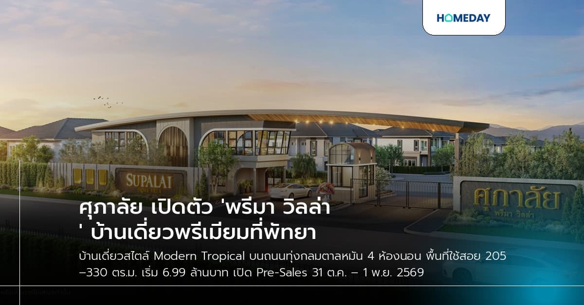 ศุภาลัย เปิดตัว 'พรีมา วิลล่า' บ้านเดี่ยวพรีเมียมที่พัทยา
