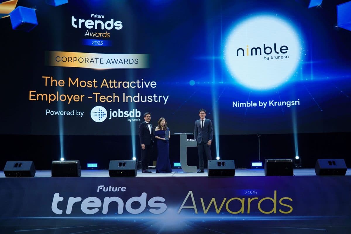 กรุงศรี นิมเบิล คว้ารางวัล The Most Attractive Employer – Tech Industry จาก Future Trends Awards 2025 ย้ำความเป็นไอทีฮับเพื่อพัฒนาความเป็นเลิศสำหรับคนสายเทค