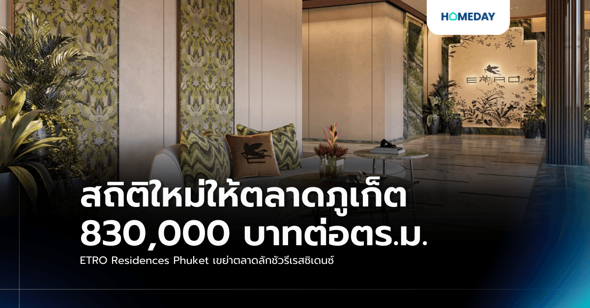 สถิติใหม่ให้ตลาดภูเก็ต 830,000 บาทต่อตร.ม. ETRO Residences Phuket เขย่าตลาดลักชัวรีเรสซิเดนซ์