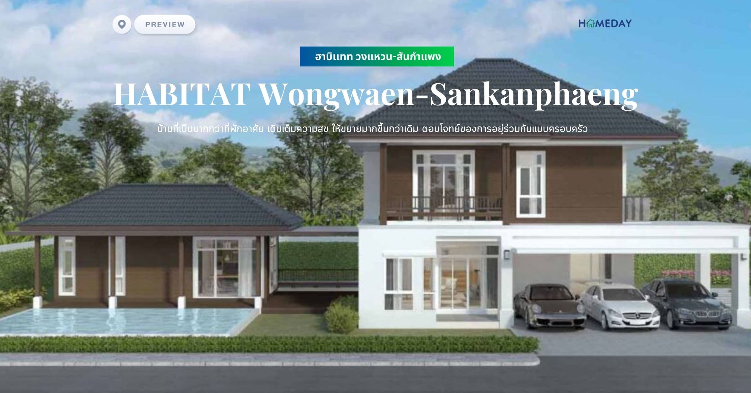 พรีวิว ฮาบิเเทท วงแหวน-สันกำแพง (HABITAT Wongwaen-Sankanphaeng) บ้านที่เป็นมากกว่าที่พักอาศัย เติมเต็มความสุข ให้ขยายมากขึ้นกว่าเดิม ตอบโจทย์ของการอยู่ร่วมกันแบบครอบครัว