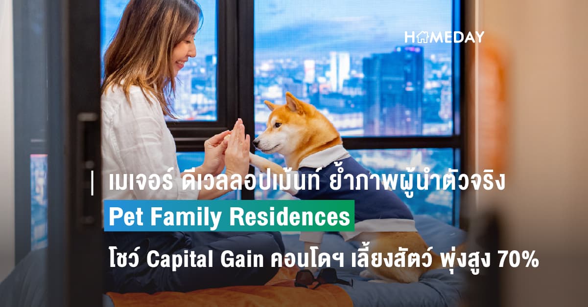เมเจอร์ ดีเวลลอปเม้นท์ ย้ำภาพผู้นำตัวจริง Pet Family Residences โชว์ Capital Gain คอนโดฯ เลี้ยงสัตว์ พุ่งสูง 70%