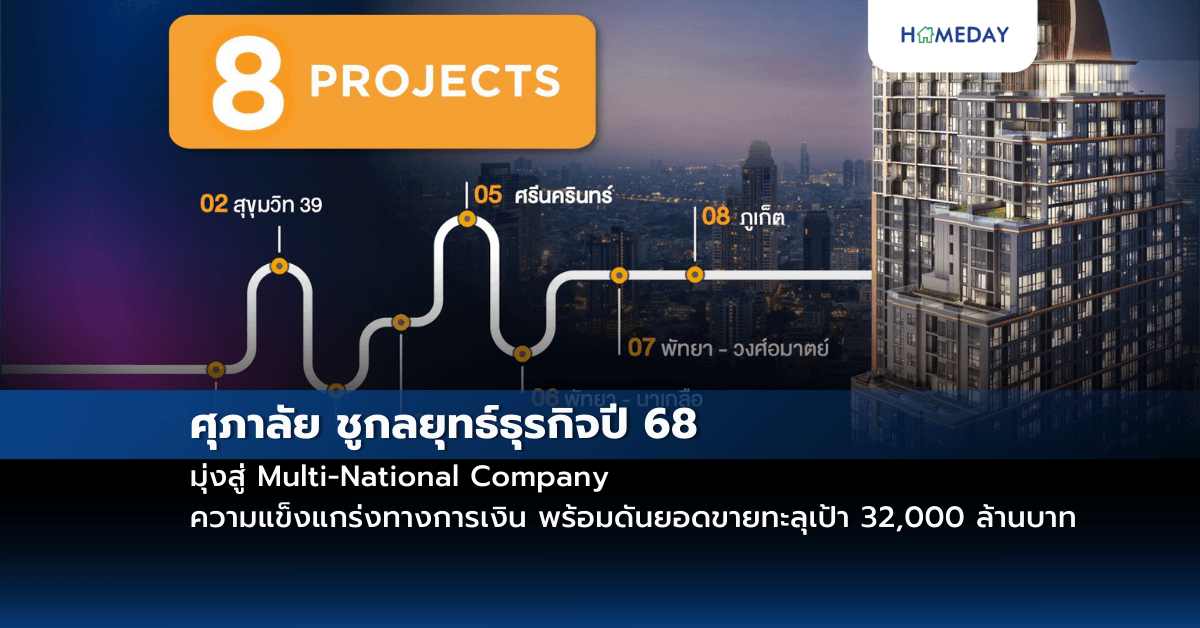 ศุภาลัย ชูกลยุทธ์ธุรกิจปี 68 มุ่งสู่ Multi-National Company ความแข็งแกร่งทางการเงิน พร้อมดันยอดขายทะลุเป้า 32,000 ล้านบาท