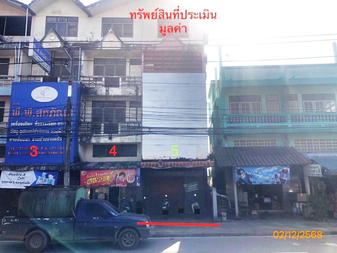 ขายอาคารพาณิชย์ ขุนทะเล เมืองสุราษฎร์ธานี สุราษฎร์ธานี พื้นที่ 20.7 ตร.ว. พื้นที่ใช้สอย 240 ตร.ม. 4 ห้องน้ำ