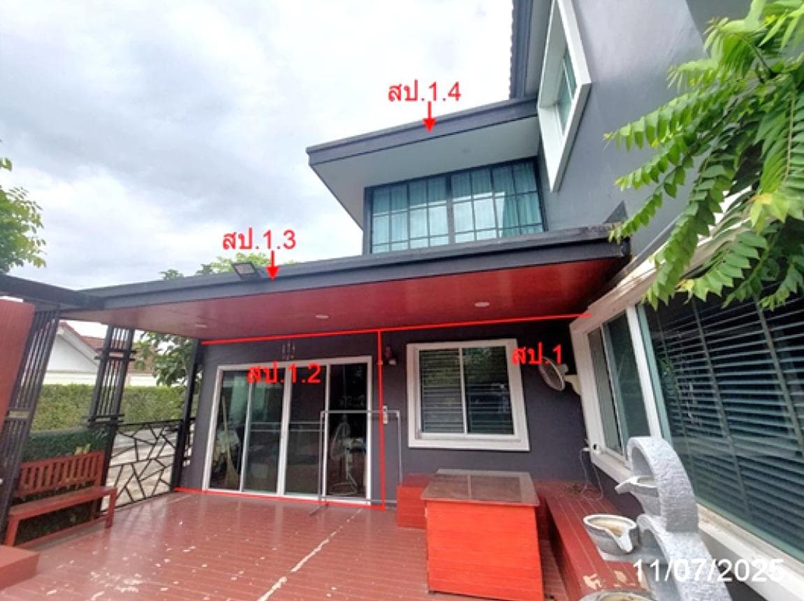 ขายบ้านเดี่ยว ชวนชมพาร์ค 2 (Chuanchom Park 2) ไทรน้อย นนทบุรี หลังใหญ่ 3 ห้องนอน 4 ห้องน้ำ พื้นที่ใช้สอย 294.5 ตร.ม. ทำเลดี บรรยากาศร่มรื่น