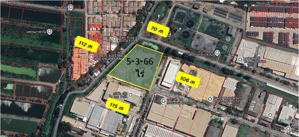 ขาย ที่ดินนิคมลาดกระบัง ทำเลดี แปลงมุมสวย เหมาะสร้างโกดังเก็บของ 5-3-66 ไร่