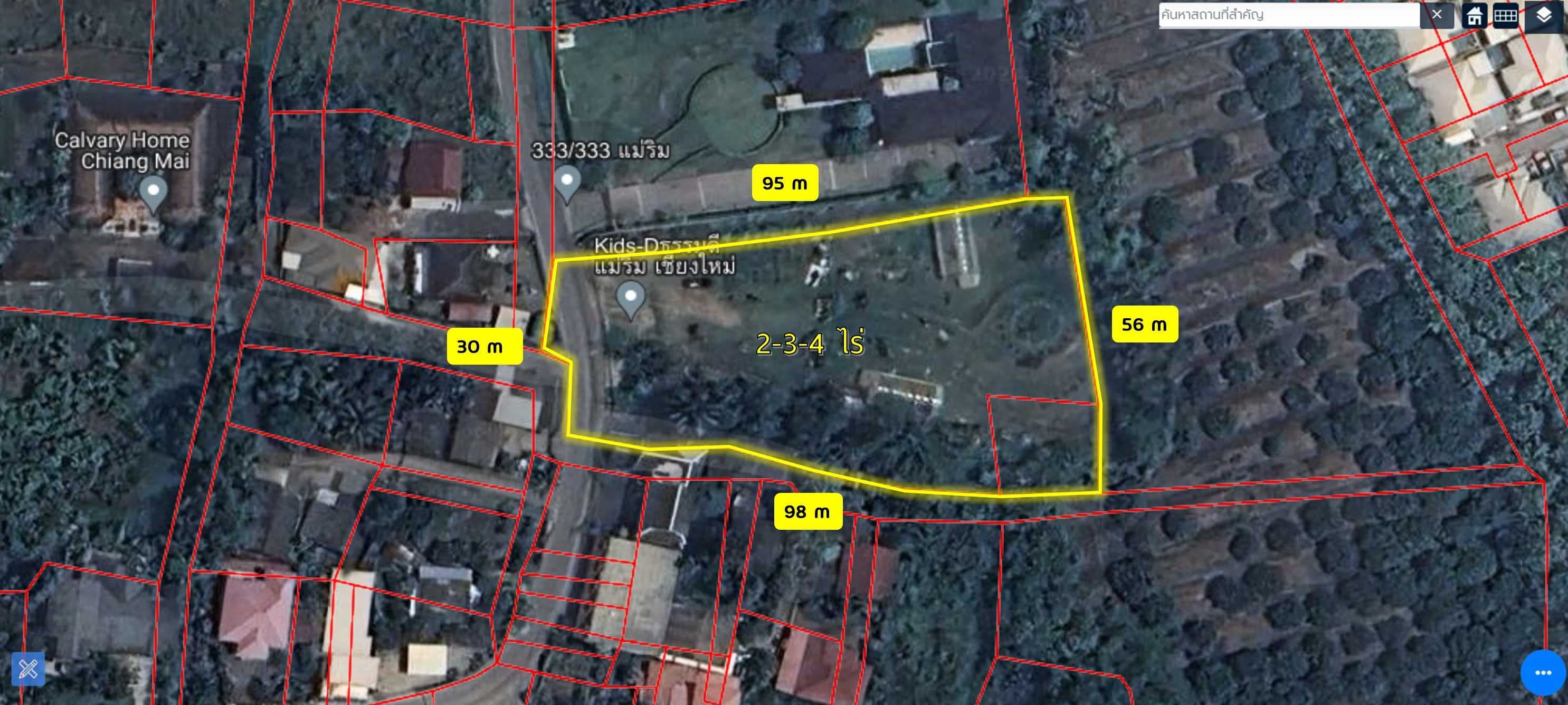 ขายที่ดินเปล่า ติดถนนบ้านแก้ว ซอย 19 อำเภอแม่ริม เชียงใหม่ 2-3-4 ไร่