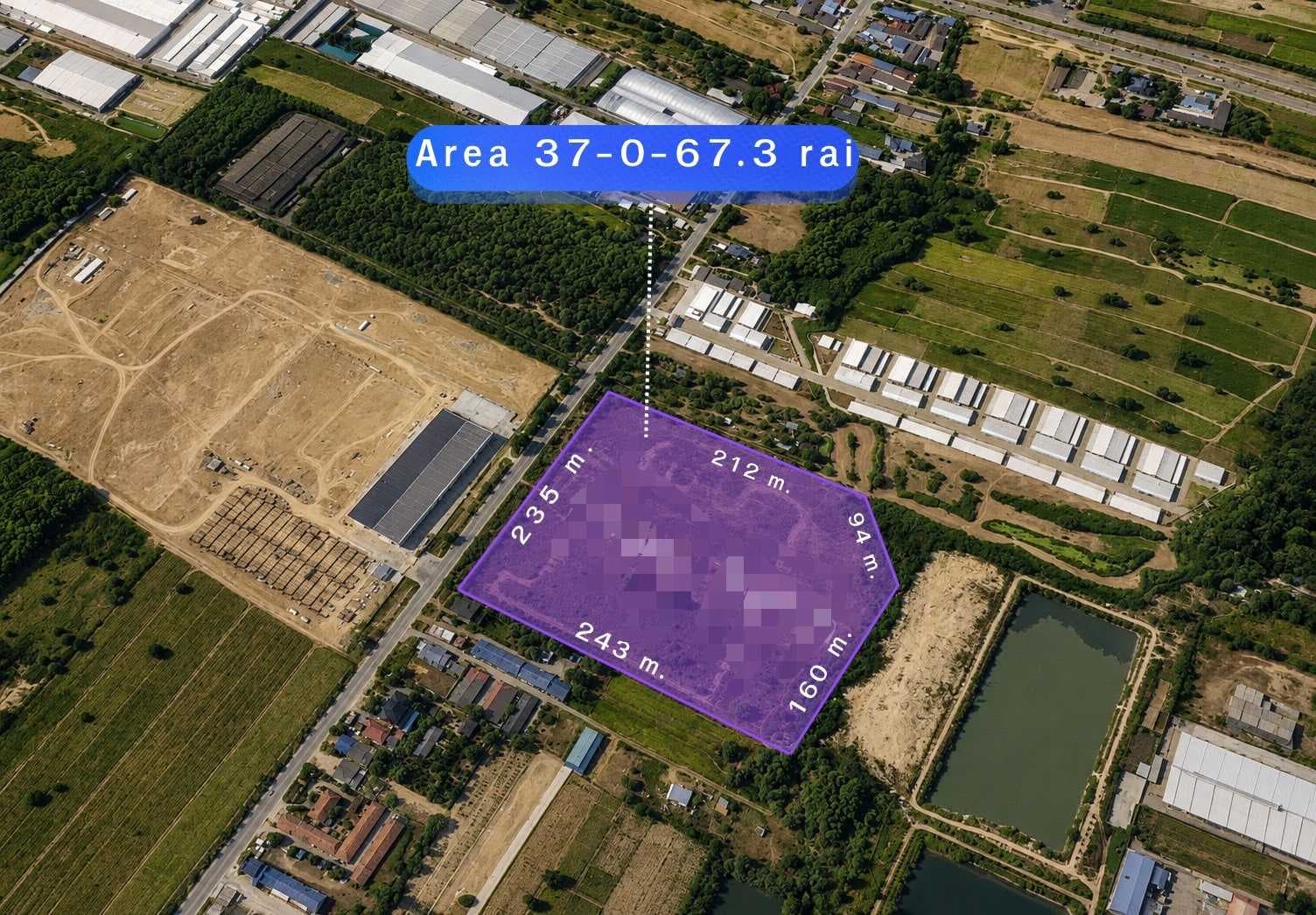 【For Sale / ขาย】 ที่ดิน 37 ไร่ ผังสีม่วงลาย เขต EEC อ.นิคมพัฒนา จ.ระยอง