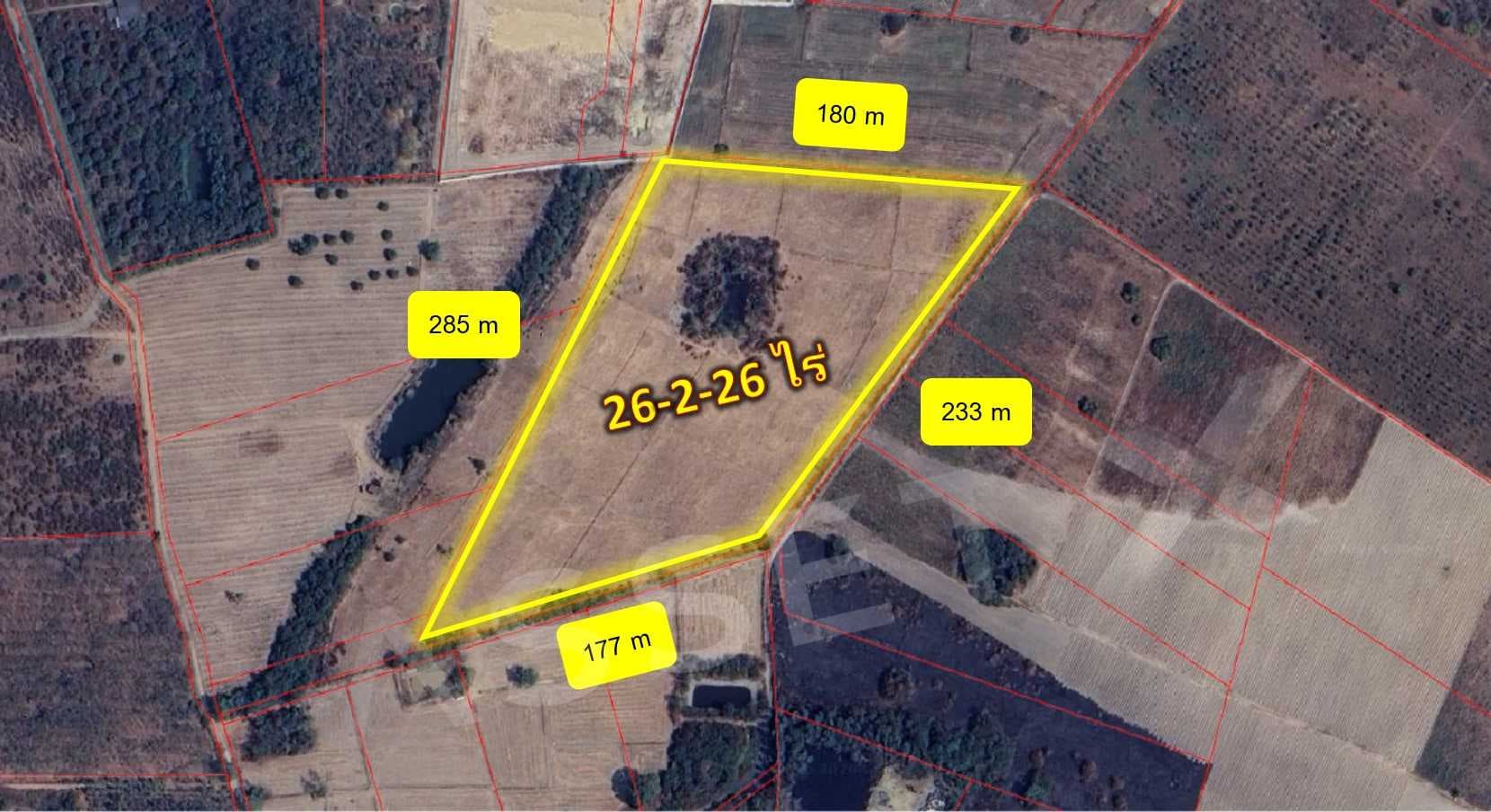 ขายที่ดินผังสีม่วงลาย 26 ไร่ 2 งาน 26 ตร.ว. ใกล้นิคม Apex Green ฉะเชิงเทรา