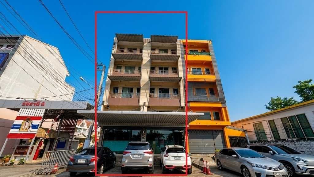 ขายอาคารพาณิชย์ 4.5 ชั้น หน้าโครงการรัชธานี 6 ติดถนนสายไหม ใกล้สถานีรถไฟฟ้าคูคต