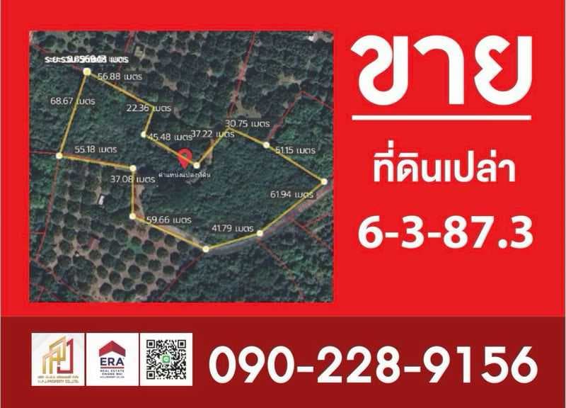 ขายที่ดิน 6 ไร่ ราคาเพียง 2.5 ล้านบาท ใกล้ รร.ธีรกานท์บ้านโฮ่ง ลำพูน