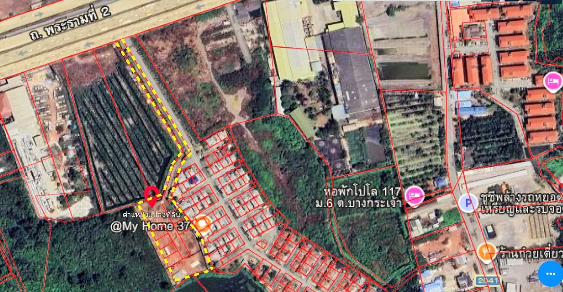 ขายที่ดินติดถนนพระราม 2 (ขาออก) กม. 28-29 ผังสีชมพู ใกล้แหล่งอุตสาหกรรม ต.บางกระเจ้า อ.เมืองสมุทรสาคร (โซนกระทุ่มแบน-พุทธสาคร) ราคา 75,000,000 บาท