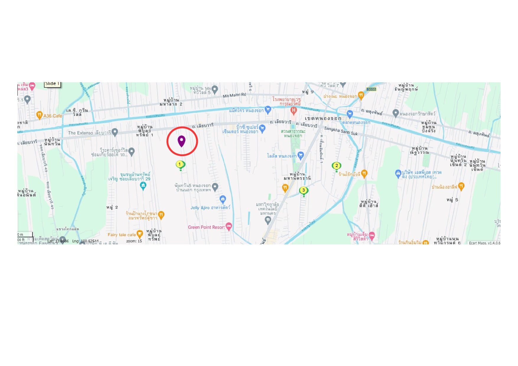 บ้านแฝด โครงการ โมเดิร์น วิว : 21 ซ.เลียบวารี 21 ถ.เลียบวารี แขวงโคกแฝด เขตหนองจอก กรุงเทพฯ