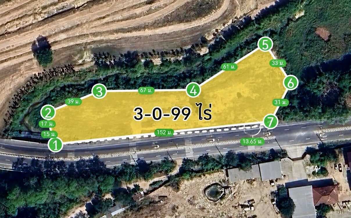 ขาย ที่ดิน ห้วยใหญ่ 3-0-99 ไร่ ผังส้ม ทำเลศักยภาพ ติดถนน 4 เลน ใกล้ EEC