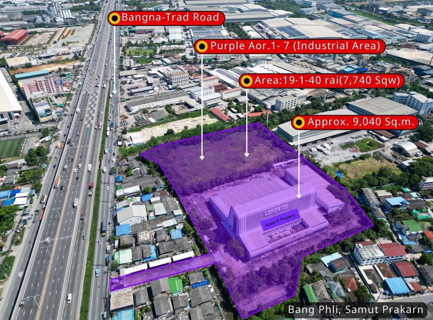 ขายที่ดินพร้อมโรงงาน ทำเลศักยภาพ – บางพลี สมุทรปราการ 19-1-40 ไร่