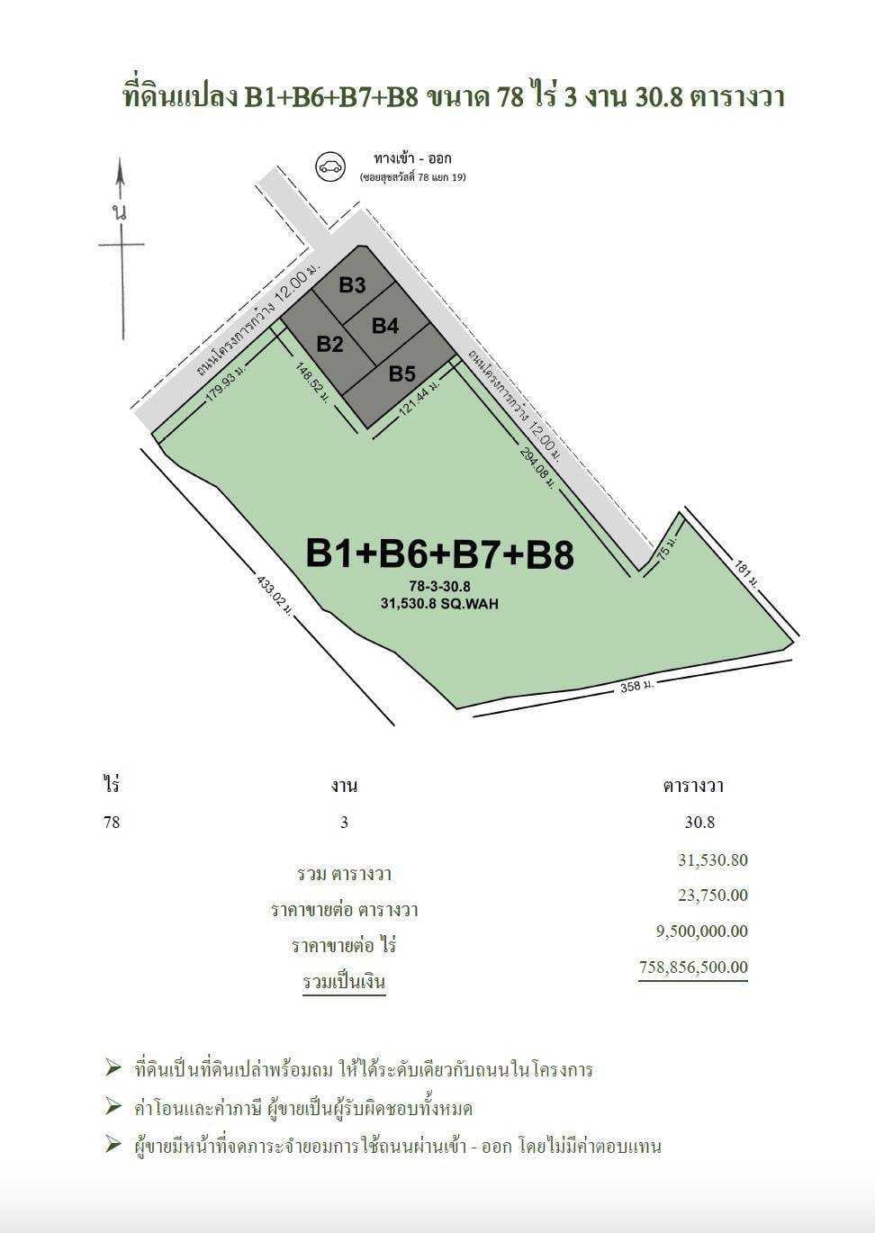 ขายที่ดิน ผังสีม่วง 78-3-30.8 ไร่ พระสมุทรเจดีย์ สมุทรปราการ
