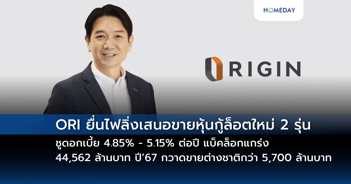 Ori กวาดรายได้รวมปี’67 กว่า 11,985 ล้านบาท มีรายได้จากการโอนกรรมสิทธิ์กว่า 14,399 ล้านบาท ทำกำไร 1,052 ล้านบาท โชว์ยอด Backlogในมือแกร่งกว่า 44,562 ล้านบาท หนุนทยอยรับรู้รายได้ต่อเนื่อง 4 ปี มีโครงการจ่อโอนปีนี้กว่า 23,000 ล้านบาท มีแบ็คล็อคคอนโดแล้วกว่า 73% (copy)