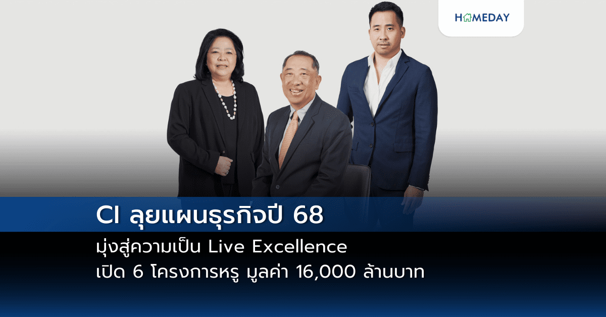 Ci ลุยแผนธุรกิจปี 68 มุ่งสู่ความเป็น Live Excellence เปิด 6 โครงการหรู มูลค่า 16,000 ล้านบาท