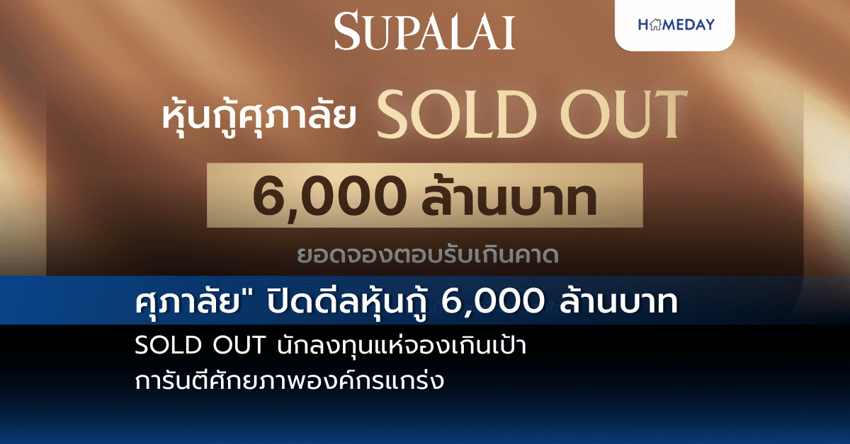 ศุภาลัย” ปิดดีลหุ้นกู้ 6,000 ล้านบาท Sold Out นักลงทุนแห่จองเกินเป้า การันตีศักยภาพองค์กรแกร่ง