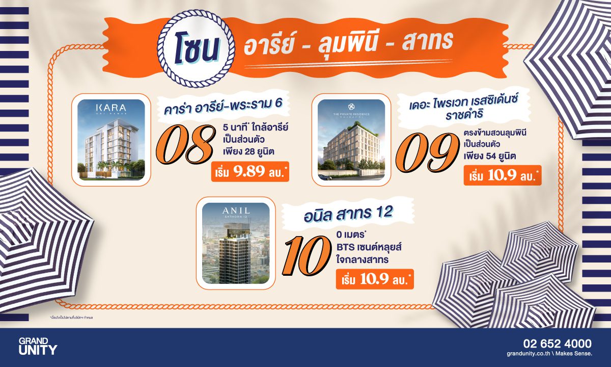 Grand Unity Summer Vibes ดีลร้อน พร้อมเสิร์ฟ งานมหกรรมบ้านและคอนโด ครั้งที่ 47 อารีย์ ลุมพินี สาทร