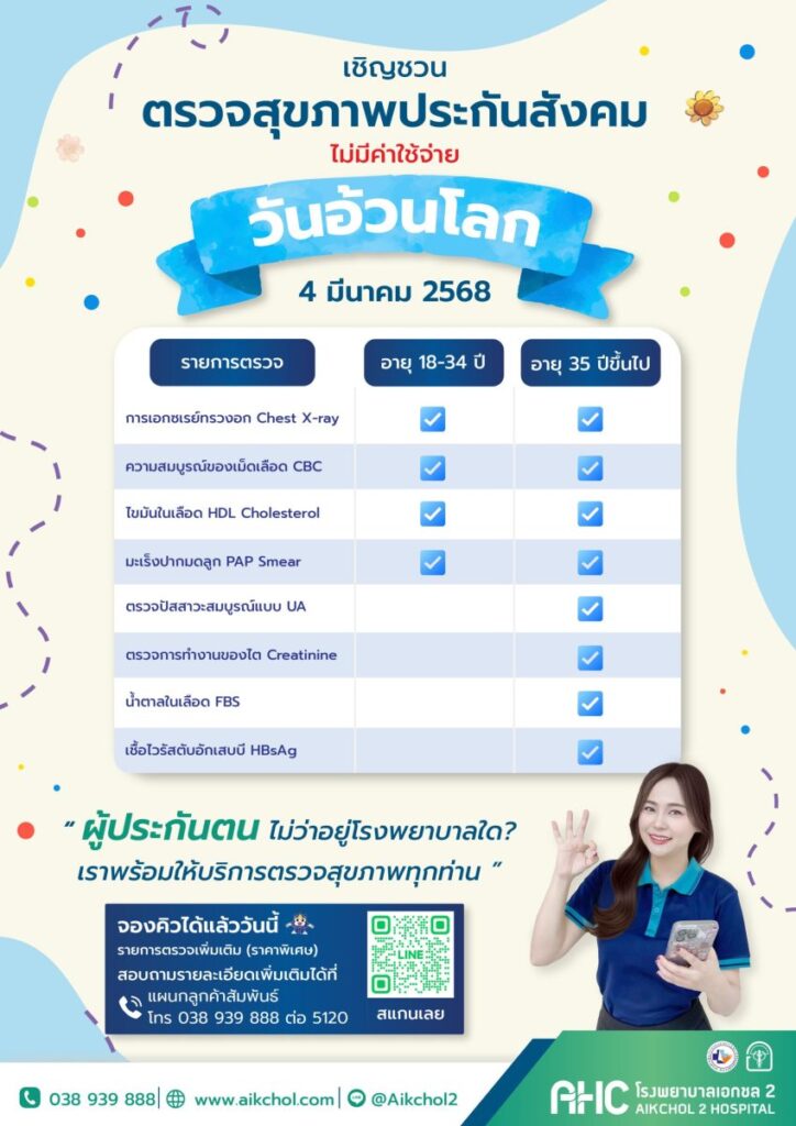 เชิญชวนตรวจสุขภาพสิทธิประกันสังคม “วันอ้วนโลก” 4 มีนาคม