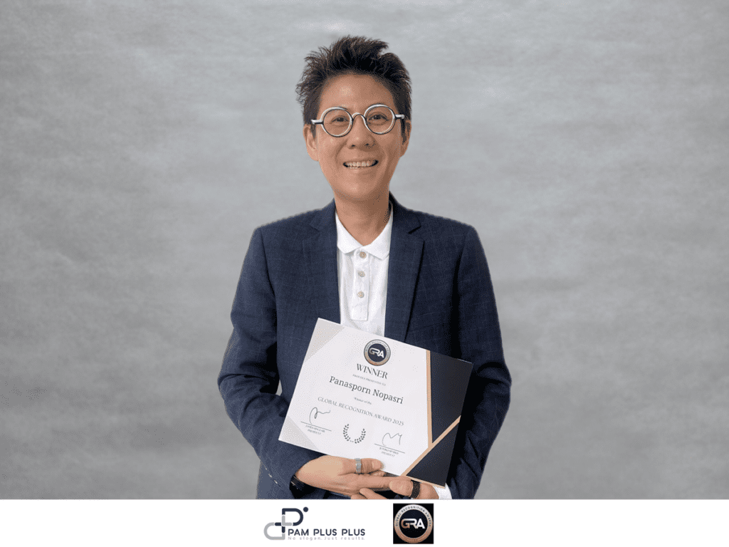 แพม ปนัสพร นพศรี ผู้ก่อตั้งและกรรมการผู้จัดการ PaM++ (แพม พลัส พลัส) ได้รับรางวัล Global Recognition Award™ ประจำปี 2568 ในด้านการสร้างแบรนด์และการตลาดยอดเยี่ยม