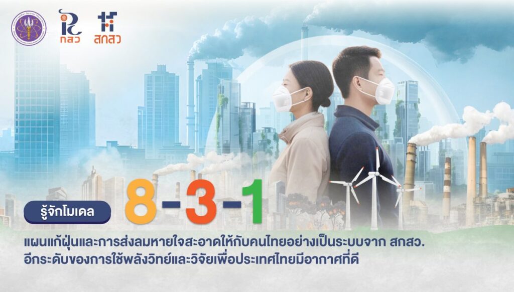 รู้จักโมเดล “แปด สาม หนึ่ง” แผนแก้ฝุ่นและการส่งลมหายใจสะอาดให้กับคนไทยอย่างเป็นระบบจาก สกสว. อีกระดับของการใช้พลังวิทย์และวิจัยเพื่อประเทศไทยมีอากาศที่ดี