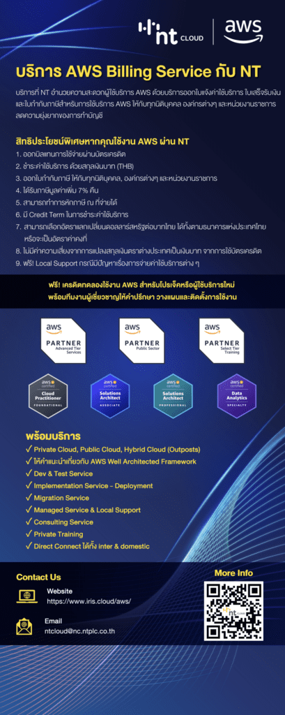บริหารต้นทุน เพิ่มประสิทธิภาพ: ช่วยภาครัฐบริหารจัดการค่าใช้จ่าย AWS อย่างมืออาชีพด้วย AWS Billing Service by NT