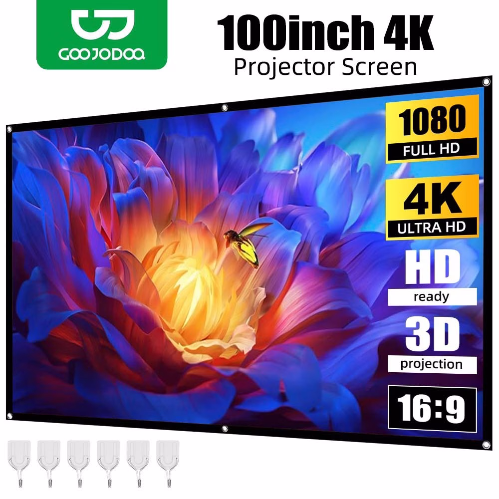 Goojodoq หน้าจอโปรเจคเตอร์ Hd
