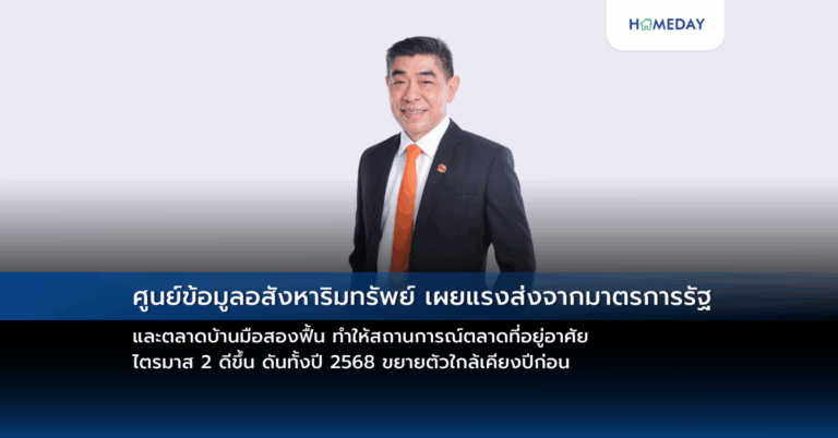 ศูนย์ข้อมูลอสังหาริมทรัพย์ เผยแรงส่งจากมาตรการรัฐและตลาดบ้านมือสองฟื้น ทำให้สถานการณ์ตลาดที่อยู่อาศัย ไตรมาส 2 ดีขึ้น ดันทั้งปี 2568 ขยายตัวใกล้เคียงปีก่อน