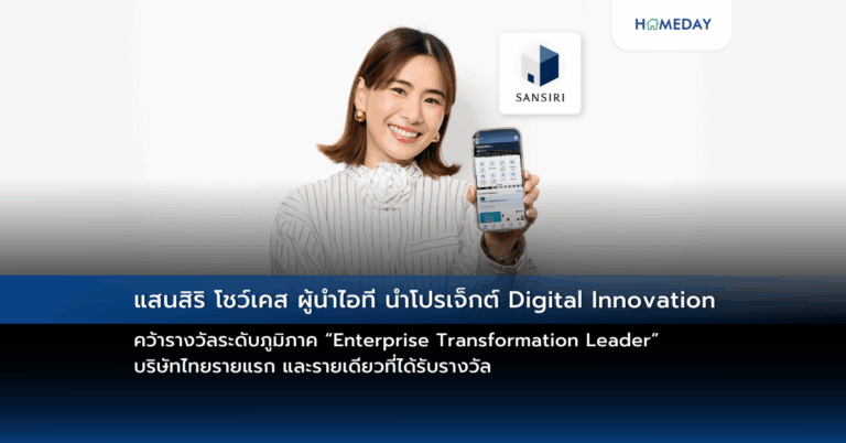 แสนสิริ โชว์เคส ผู้นำไอที นำโปรเจ็กต์ Digital Innovation คว้ารางวัลระดับภูมิภาค “enterprise Transformation Leader” บริษัทไทยรายแรก และรายเดียวที่ได้รับรางวัล