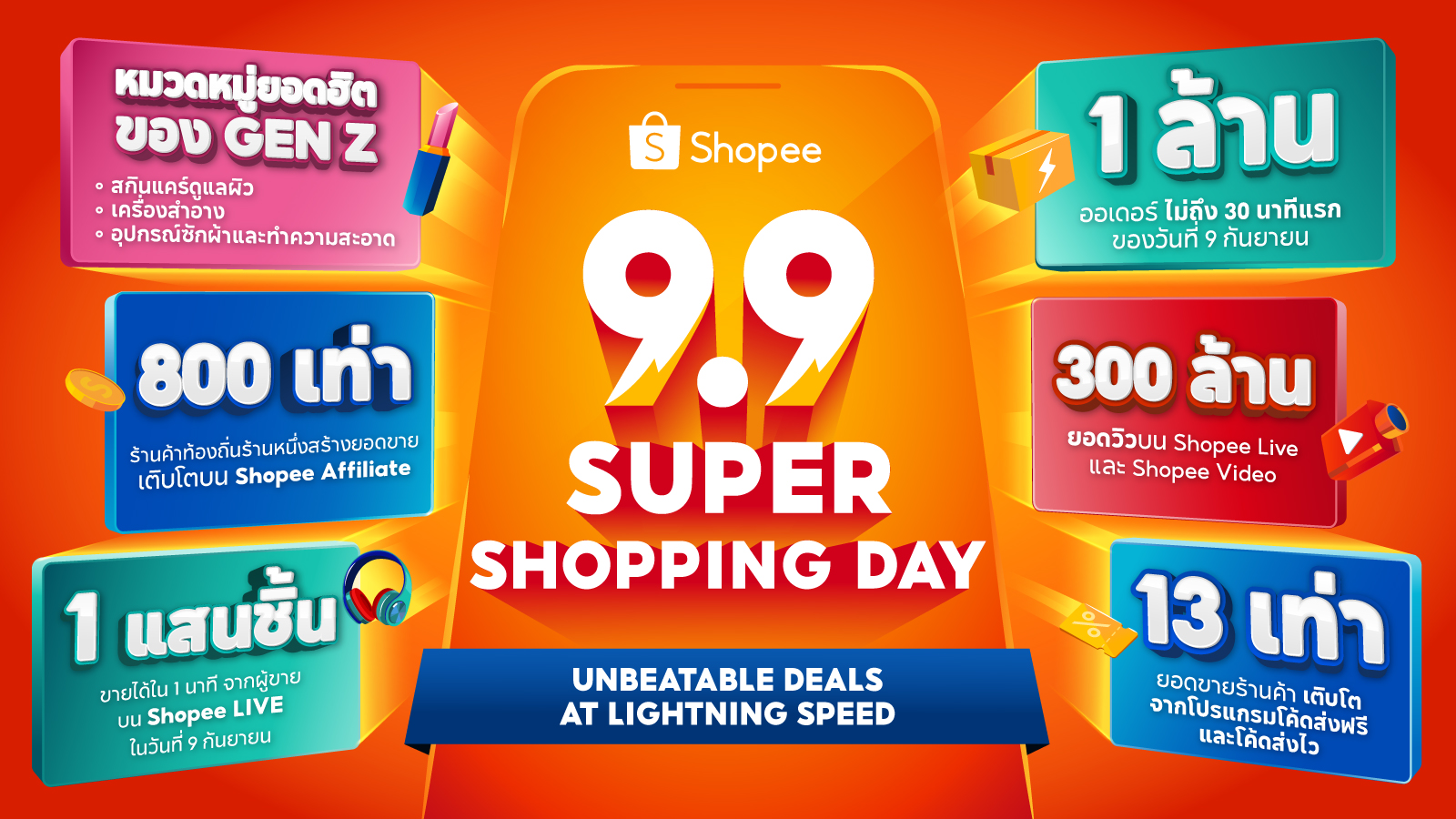 Shopee 9.9 มอบส่วนลดสูงถึง 2 พันล้านบาท กระตุ้นยอดขายท้องถิ่นโต 9 เท่า พร้อมทำสถิติส่งไว 25 นาที