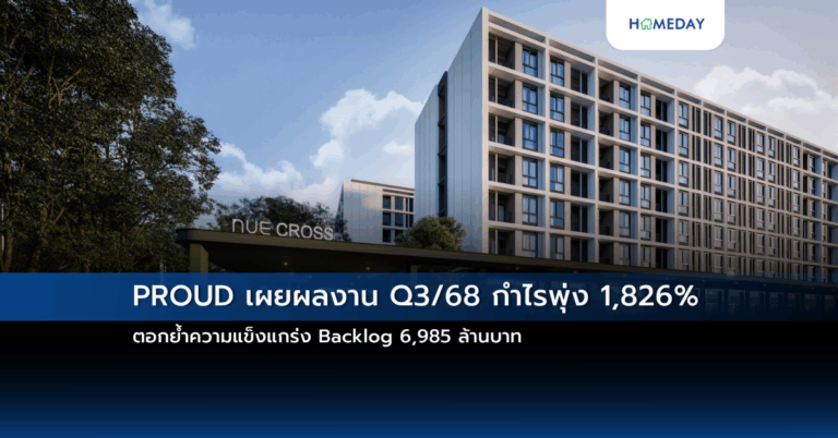 Proud เผยผลงาน Q3/68 กำไรพุ่ง 1,826% ตอกย้ำความแข็งแกร่ง Backlog 6,985 ล้านบาท