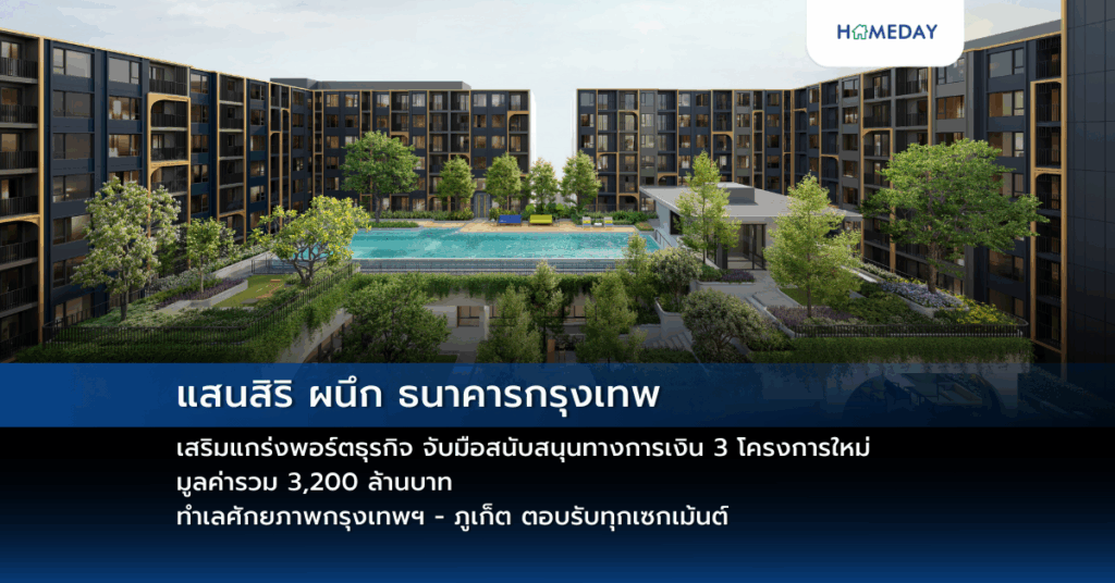 แสนสิริ ผนึก ธนาคารกรุงเทพ เสริมแกร่งพอร์ตธุรกิจ จับมือสนับสนุนทางการเงิน 3 โครงการใหม่ มูลค่ารวม 3,200 ล้านบาท ทำเลศักยภาพกรุงเทพฯ – ภูเก็ต ตอบรับทุกเซกเม้นต์