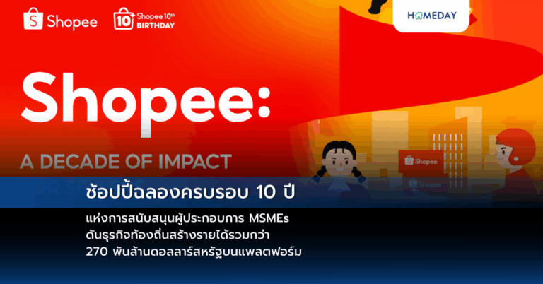 ช้อปปี้ฉลองครบรอบ 10 ปี แห่งการสนับสนุนผู้ประกอบการ Msmes ดันธุรกิจท้องถิ่นสร้างรายได้รวมกว่า 270 พันล้านดอลลาร์สหรัฐบนแพลตฟอร์ม