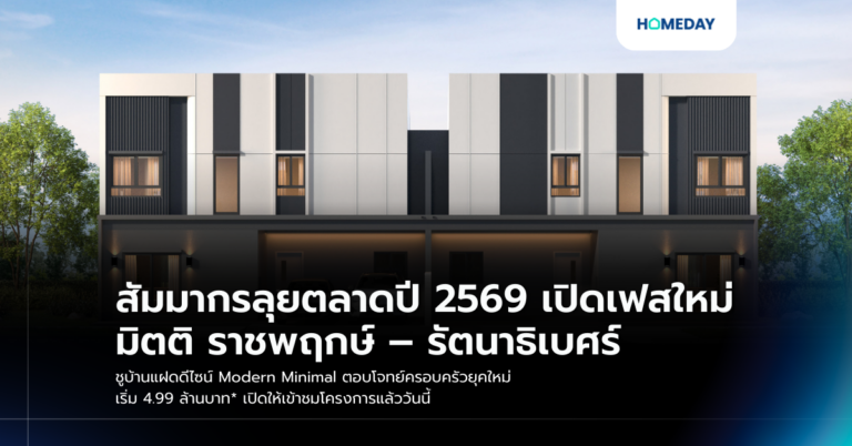 สัมมากรลุยตลาดปี 2569 เปิดเฟสใหม่ มิตติ ราชพฤกษ์ – รัตนาธิเบศร์ ชูบ้านแฝดดีไซน์ Modern Minimal ตอบโจทย์ครอบครัวยุคใหม่ เริ่ม 4.99 ล้านบาท* เปิดให้เข้าชมโครงการแล้ววันนี้