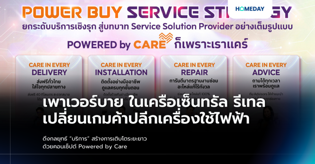 เพาเวอร์บาย ในเครือเซ็นทรัล รีเทล เปลี่ยนเกมค้าปลีกเครื่องใช้ไฟฟ้า ดึงกลยุทธ์ “บริการ” สร้างการเติบโตระยะยาว ด้วยคอนเซ็ปต์ Powered By Care