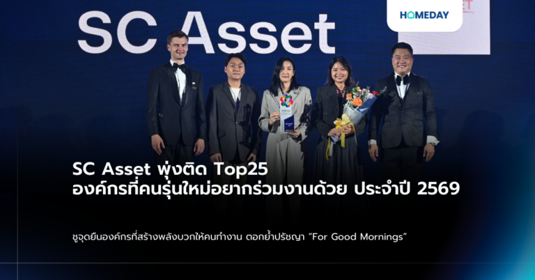 Sc Asset พุ่งติด Top25 องค์กรที่คนรุ่นใหม่อยากร่วมงานด้วย ประจำปี 2569 ชูจุดยืนองค์กรที่สร้างพลังบวกให้คนทำงาน ตอกย้ำปรัชญา “for Good Mornings”