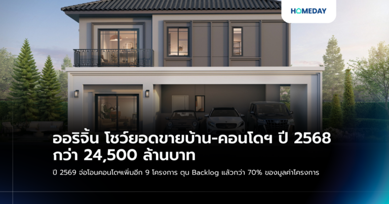 ออริจิ้น โชว์ยอดขายบ้าน คอนโดฯ ปี 2568 กว่า 24,500 ล้านบาท ปี 2569 จ่อโอนคอนโดฯเพิ่มอีก 9 โครงการ ตุน Backlog แล้วกว่า 70% ของมูลค่าโครงการ