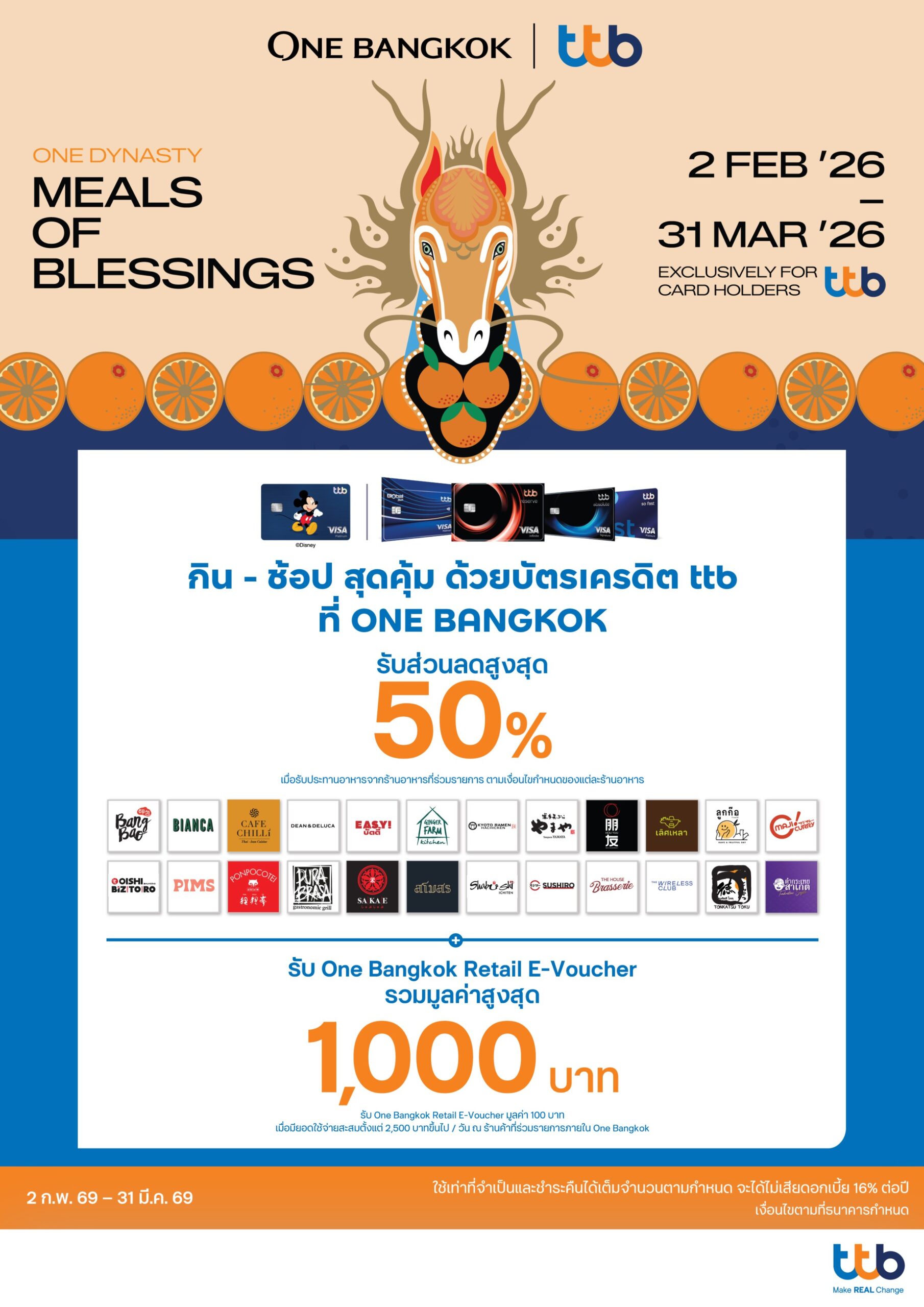 วัน แบงค็อก รีเทล ฉลองเทศกาลตรุษจีนสุดยิ่งใหญ่แห่งปี One Dynasty: The Era Of Blessing จับมือ บัตรเครดิต Ttb ส่งแคมเปญพิเศษ “zodiac Of Luck” มอบเอกสิทธิ์เหนือระดับ