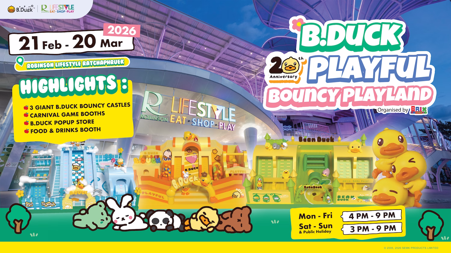 โรบินสันไลฟ์สไตล์ ปักหมุดแลนด์มาร์กแห่งความสนุกของครอบครัว ร่วมฉลอง 20 ปี ของ B.duck 20th Playful Bouncy Playland ชวนผจญภัยในดินแดนเด้งดึ๋งกับเจ้าเป็ดเหลือง